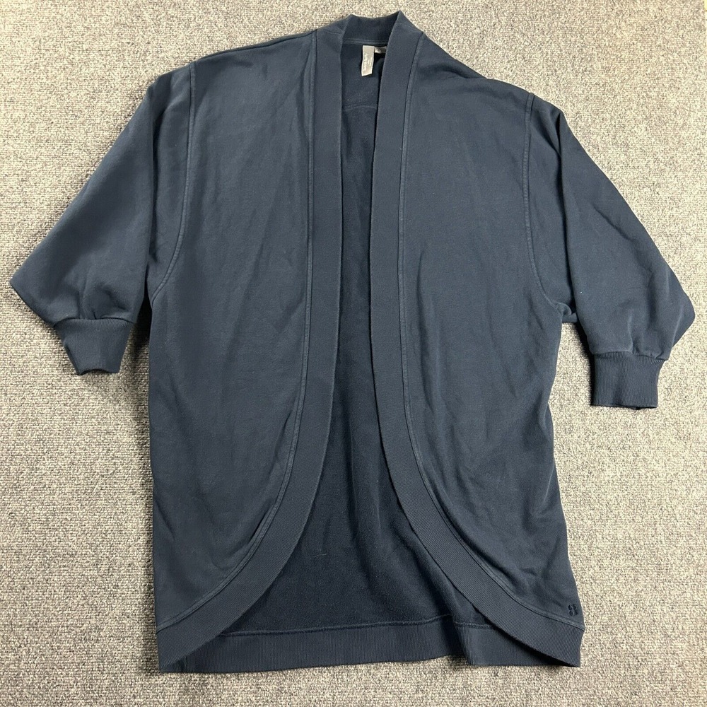 Sweaty Betty Cardigan Womens Small Blue 3/4 Sleeve Oversize Casual Cotton Blend